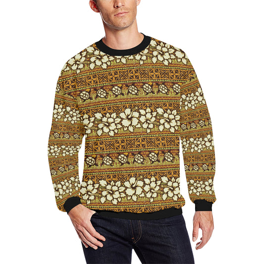 Hawaiian Themed Pattern Print Design H015 Men Long Sleeve Sweatshirt