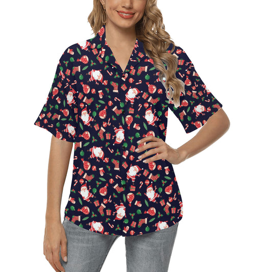 Santa Christmas Themed Print Design LKS304 Women's Hawaiian Shirt
