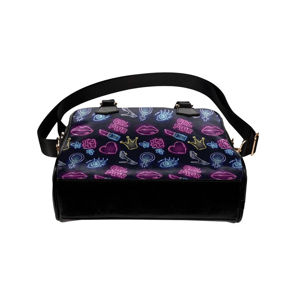 Lipstick Neon Pattern Print Design 02 Shoulder Handbag