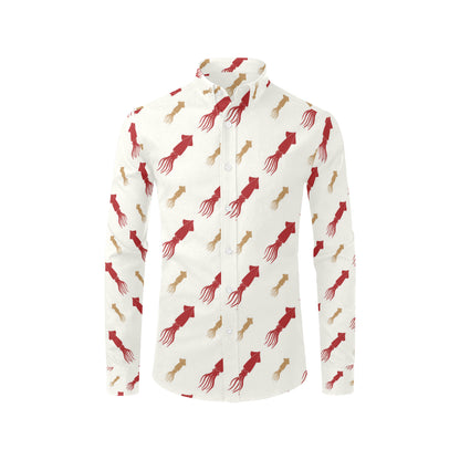 Giant Squid Pattern Print Design 01 Men's Long Sleeve Shirt