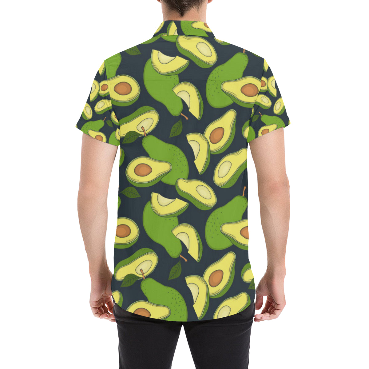 Avocado Pattern Print Design AC013 Men's Short Sleeve Button Up Shirt