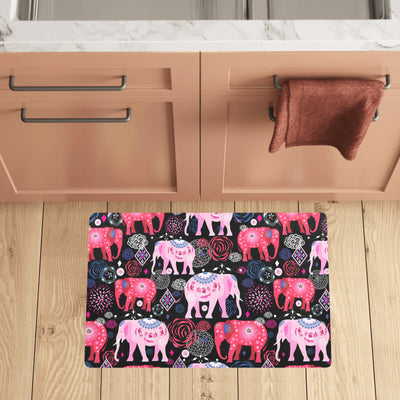 Pink Elephant Pattern Kitchen Mat