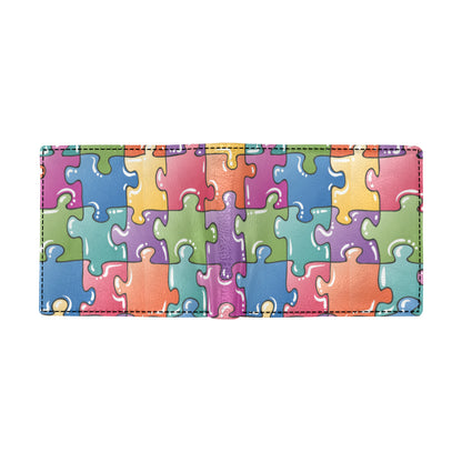 Puzzle Pattern Print Design A05 Men's ID Card Wallet