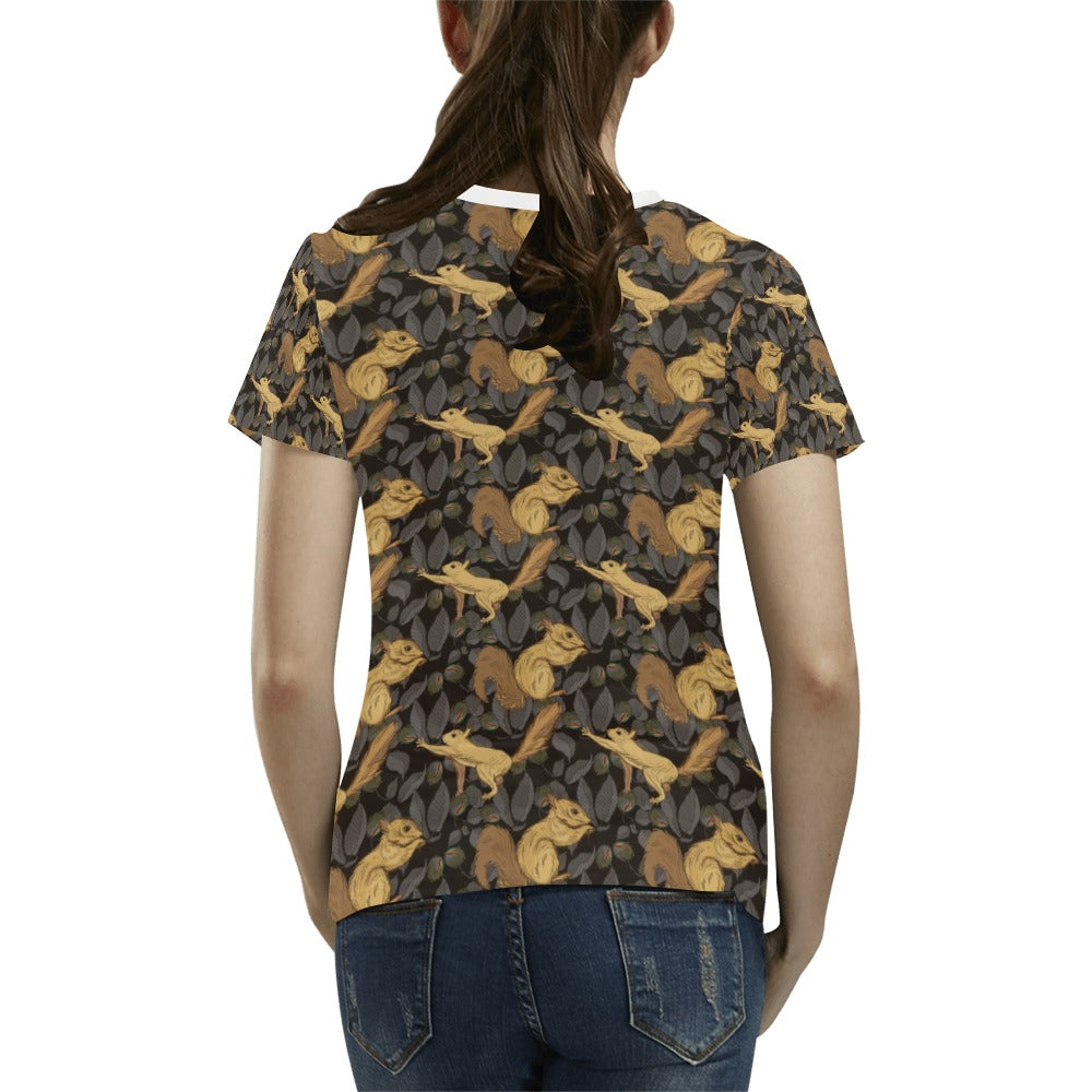Squirrel Print Design LKS309 Women's  T-shirt