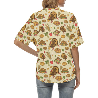 Turkey Pattern Print Design 02 Women's Hawaiian Shirt