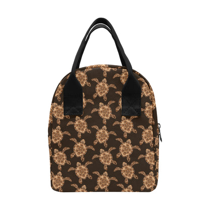 Tribal Sea Turtle Pattern Print Design T09 Insulated Lunch Bag