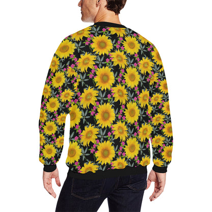 Sunflower Pattern Print Design SF014 Men Long Sleeve Sweatshirt