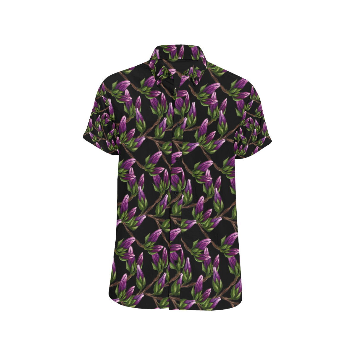 Magnolia Pattern Print Design MAG010 Men's Short Sleeve Button Up Shirt