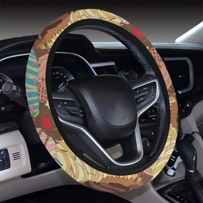 Cupcake Pattern Print Design CP01 Steering Wheel Cover with Elastic Edge