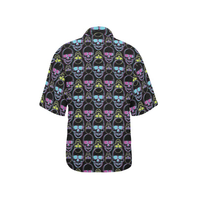 Skull 3D Colorful Print Design LKS309 Women's Hawaiian Shirt