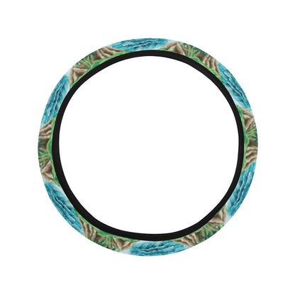 Palm Tree Hawaiian Themed Design Print Steering Wheel Cover with Elastic Edge