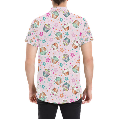 Cupcake Pattern Print Design CP03 Men's Short Sleeve Button Up Shirt