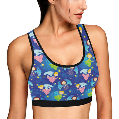 Angel Little Pattern Print Design 02 Sports Bra