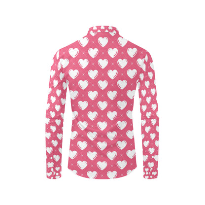 Heart Pattern Print Design HE07 Men's Long Sleeve Shirt
