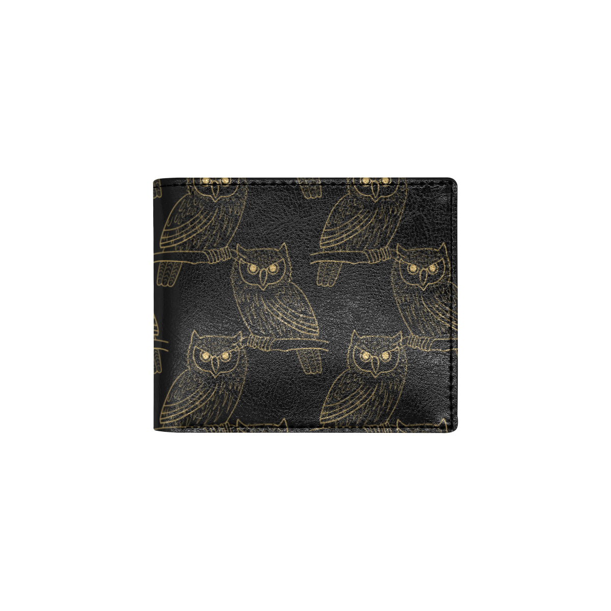 Gold Owl Pattern Men's ID Card Wallet