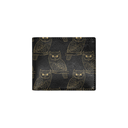Gold Owl Pattern Men's ID Card Wallet