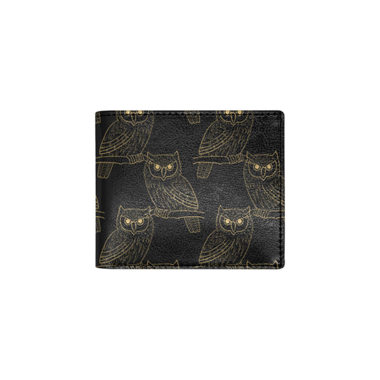 Gold Owl Pattern Men's ID Card Wallet