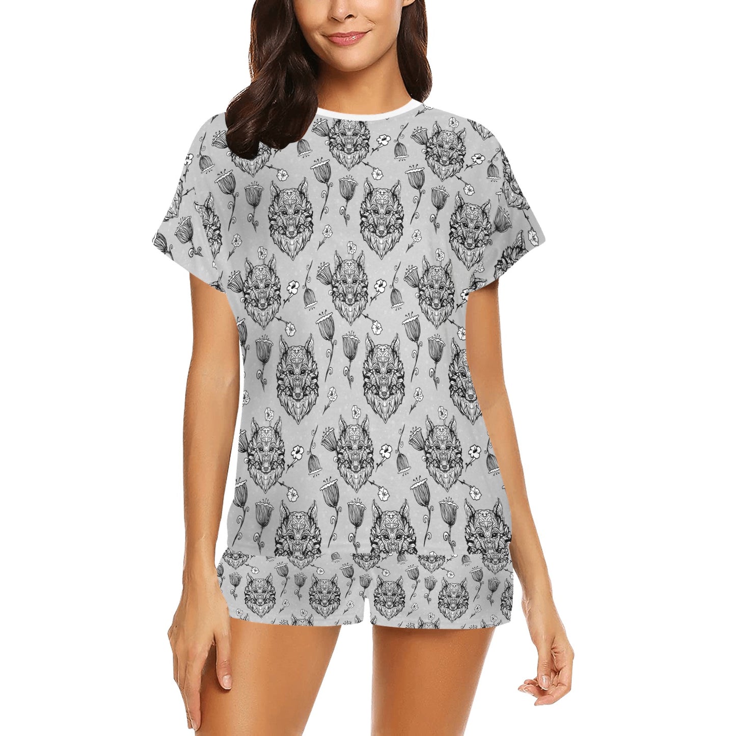 Tribal Pattern Print Design LKS306 Women's Short Pajama Set