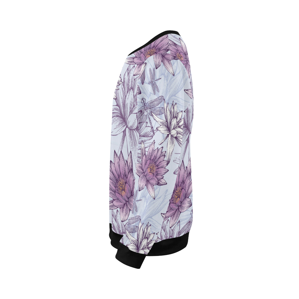 Water Lily Pattern Print Design WL01 Men Long Sleeve Sweatshirt