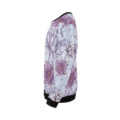 Water Lily Pattern Print Design WL01 Men Long Sleeve Sweatshirt