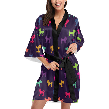 Schnauzers Pattern Print Design A05 Women's Short Kimono