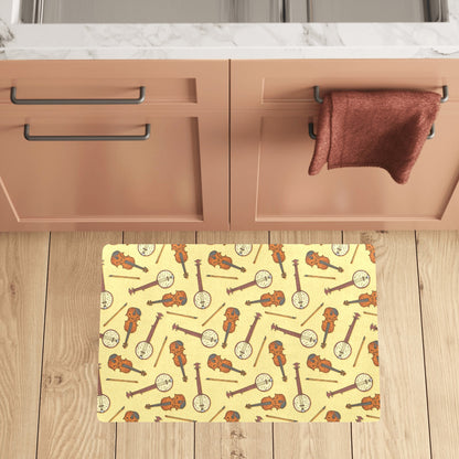 Banjo Violin Pattern Print Design 01 Kitchen Mat