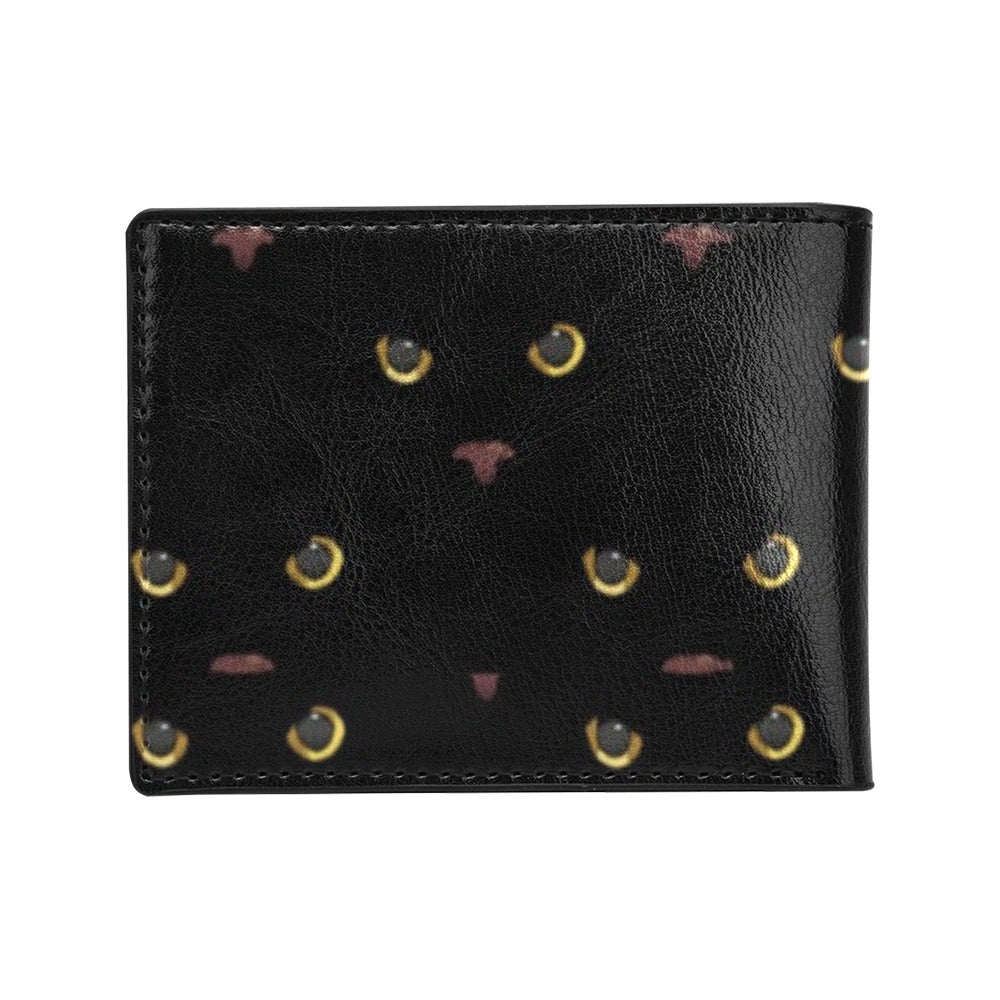 Black Cat Face Print Pattern Men's ID Card Wallet