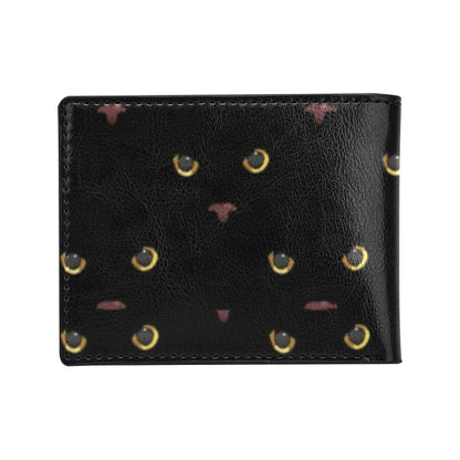 Black Cat Face Print Pattern Men's ID Card Wallet