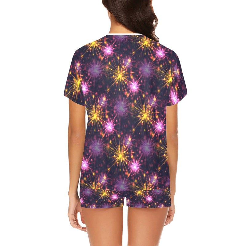 Firework Print Design LKS303 Women's Short Pajama Set