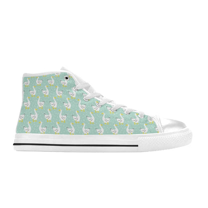 Goose Print Design LKS404 High Top Women's White Shoes