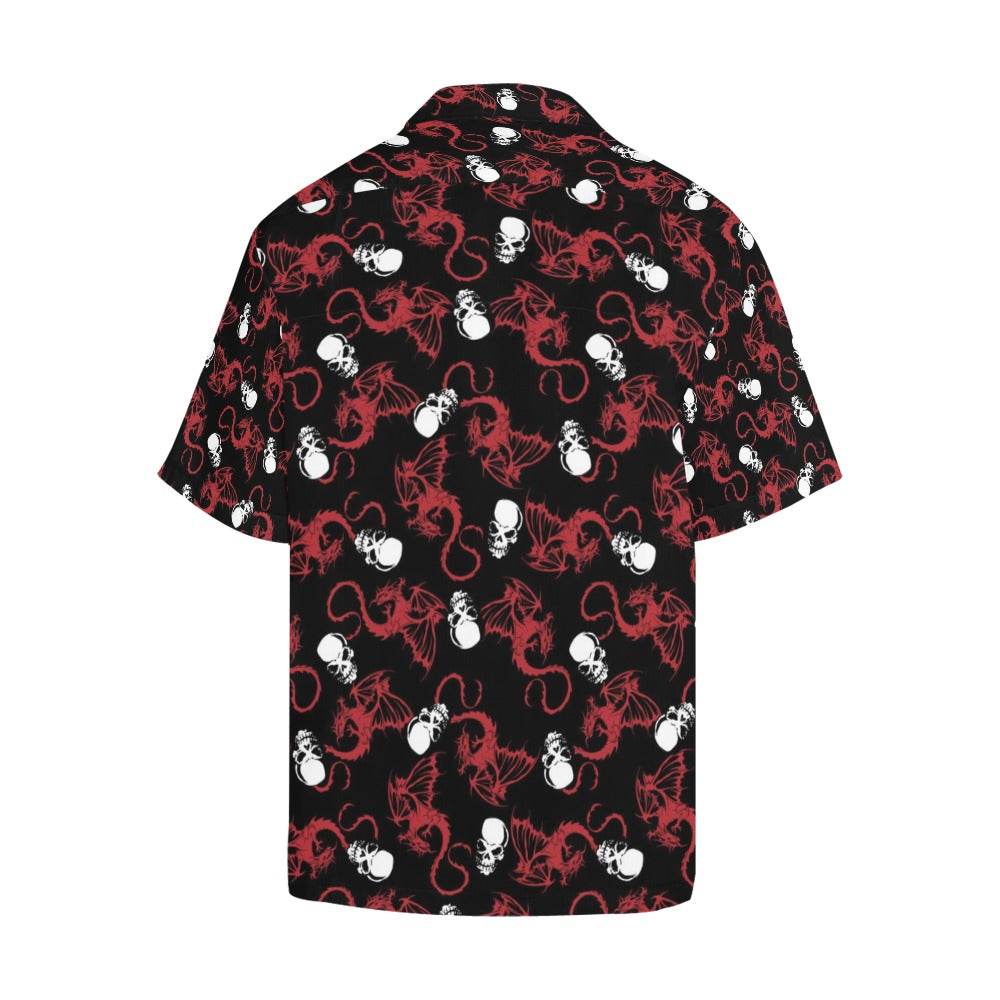 Skull With Red Dragon Print Design LKS304 Men's Hawaiian Shirt