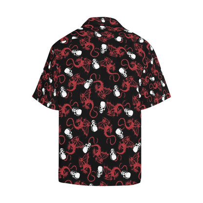 Skull With Red Dragon Print Design LKS304 Men's Hawaiian Shirt