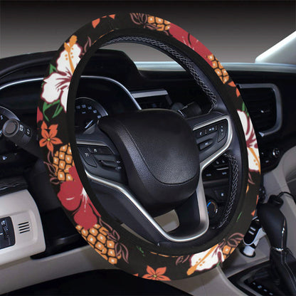 Hawaiian Themed Pattern Print Design H013 Steering Wheel Cover with Elastic Edge