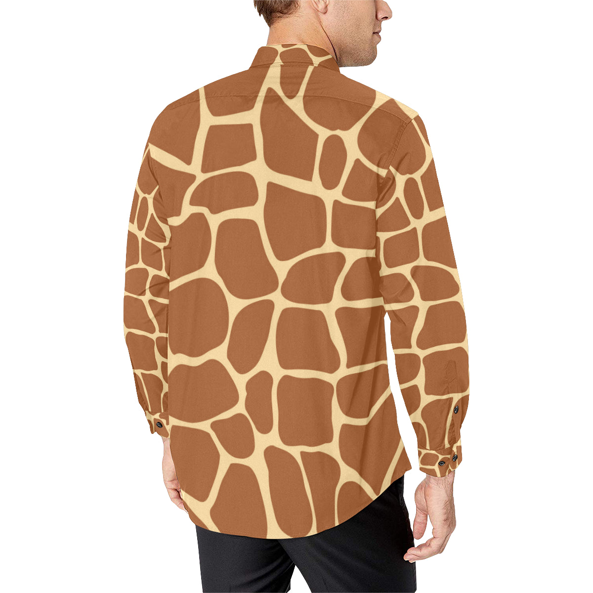 Giraffe Texture Print Men's Long Sleeve Shirt