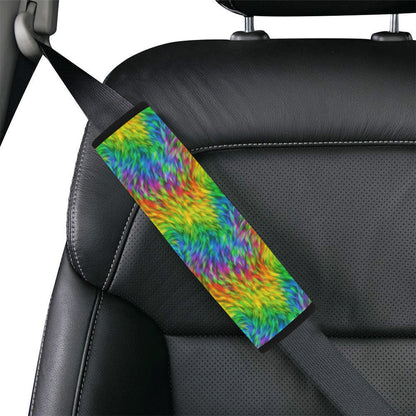 Rainbow Fur Design Print Car Seat Belt Cover