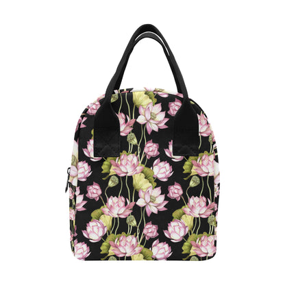 Water Lily Pattern Print Design WL06 Insulated Lunch Bag
