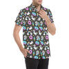 Donut Unicorn Pattern Print Design DN09 Men's Short Sleeve Button Up Shirt