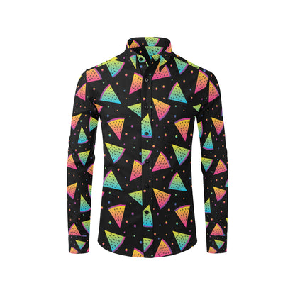Rainbow Watermelon Pattern Print Design A04 Men's Long Sleeve Shirt