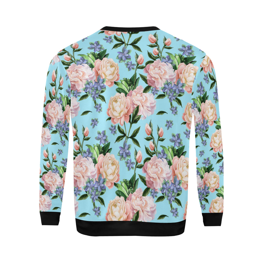 Peony Pattern Print Design PE02 Men Long Sleeve Sweatshirt
