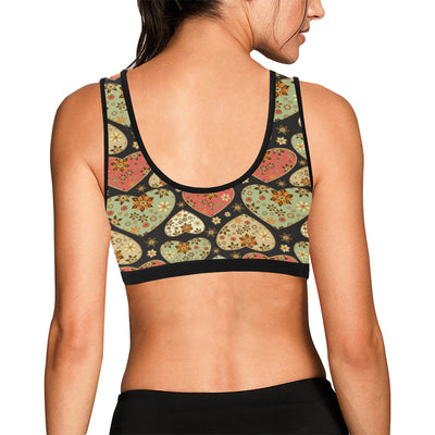 Heart Boho Pattern Print Design HE04 Sports Bra