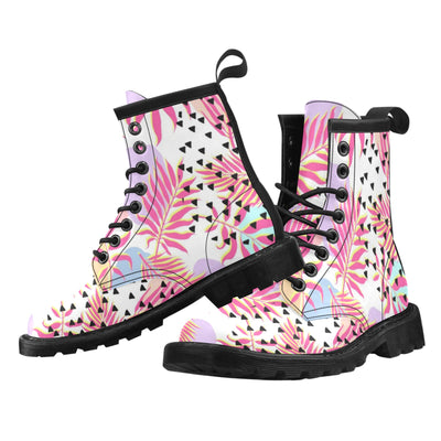 Pink Tropical Palm Leaves Women's Boots