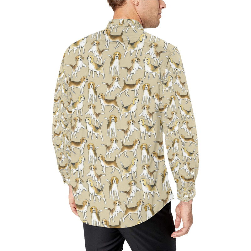 Beagle Pattern Print Design 04 Men's Long Sleeve Shirt