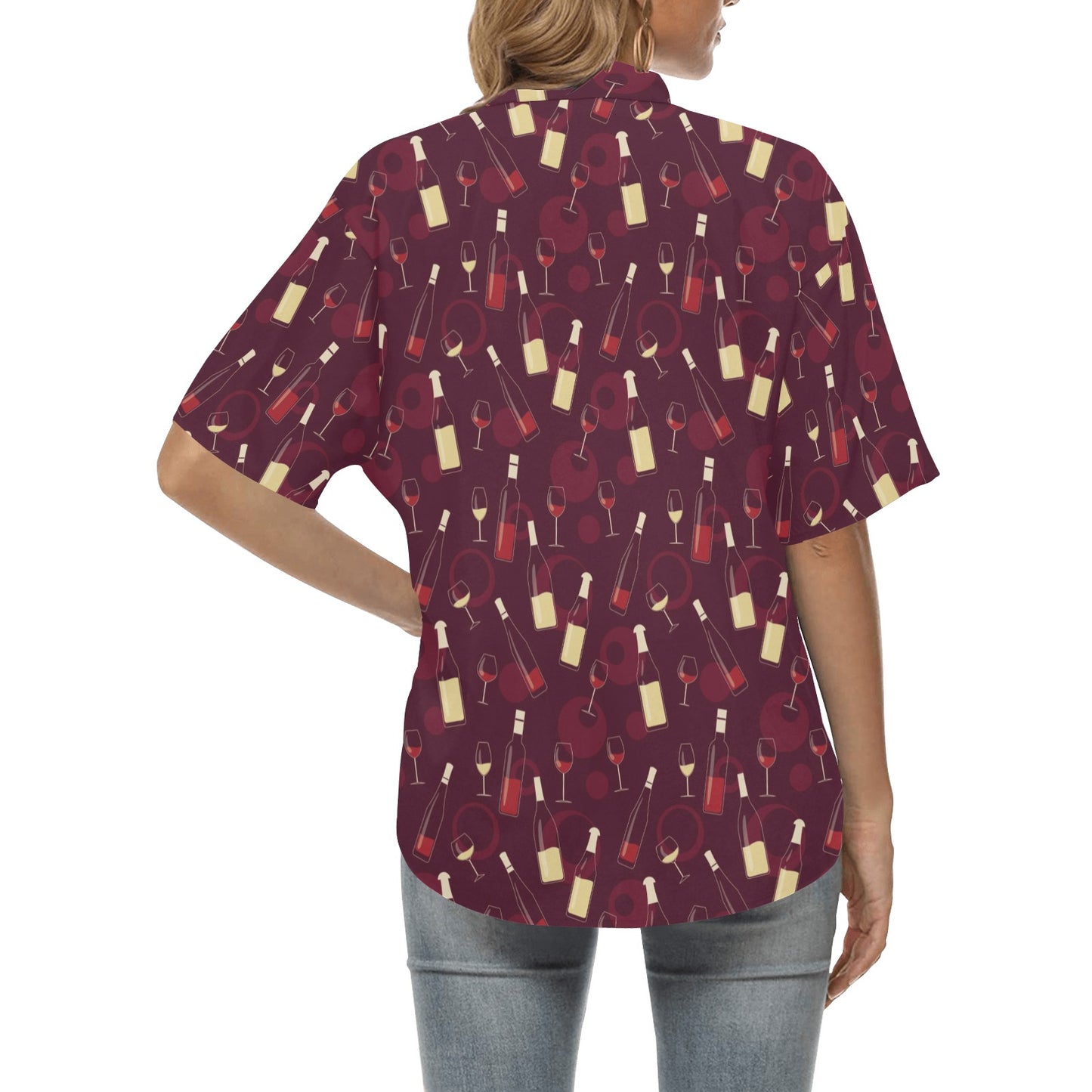 Wine Themed Print Design LKS302 Women's Hawaiian Shirt