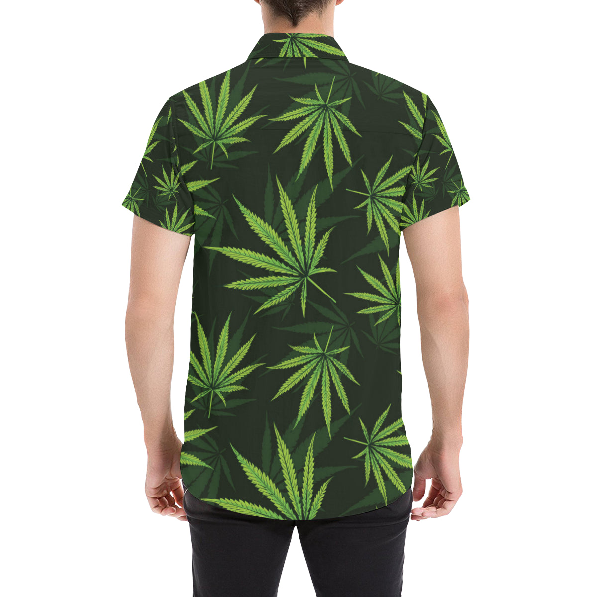 Pot Leaf Pattern Print Design A03 Men's Short Sleeve Button Up Shirt