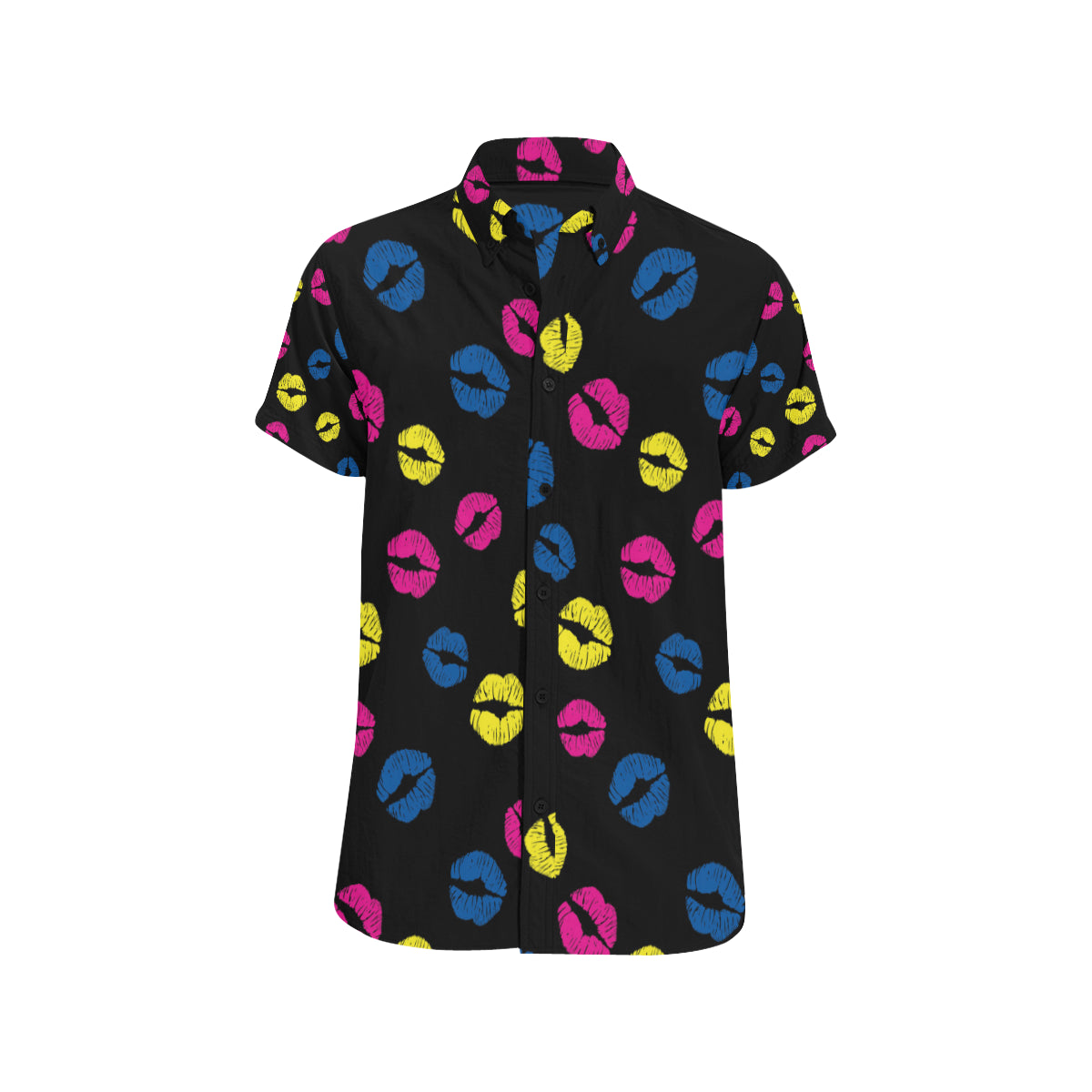 Lip Neon Color Pattern Print Design 01 Men's Short Sleeve Button Up Shirt