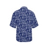 Music Note Blue Themed Print Women's Hawaiian Shirt