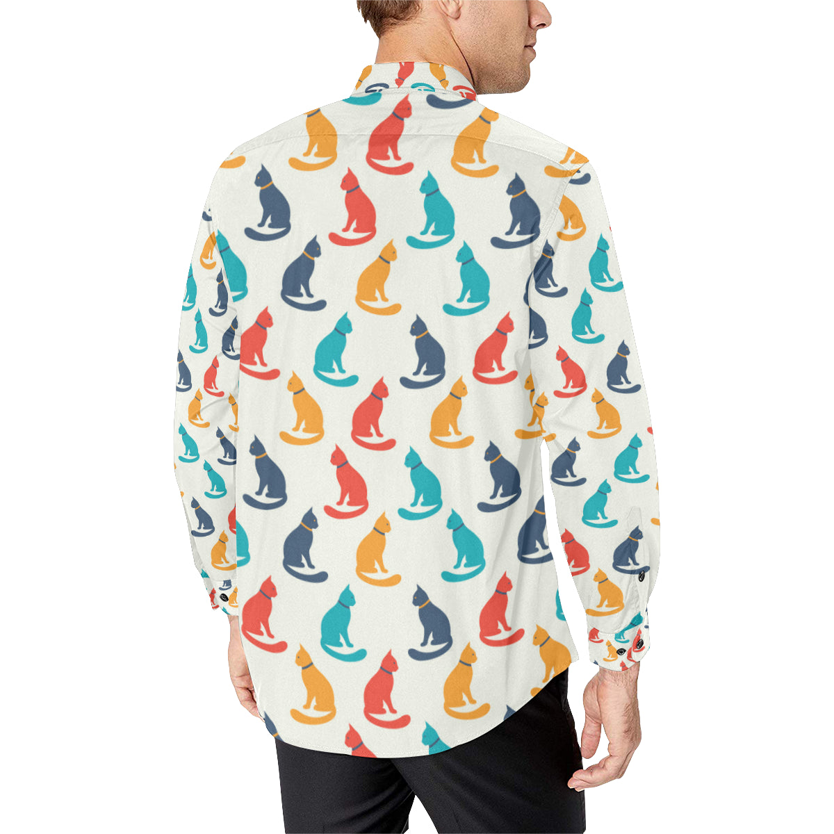 Cat Pattern Print Design 03 Men's Long Sleeve Shirt