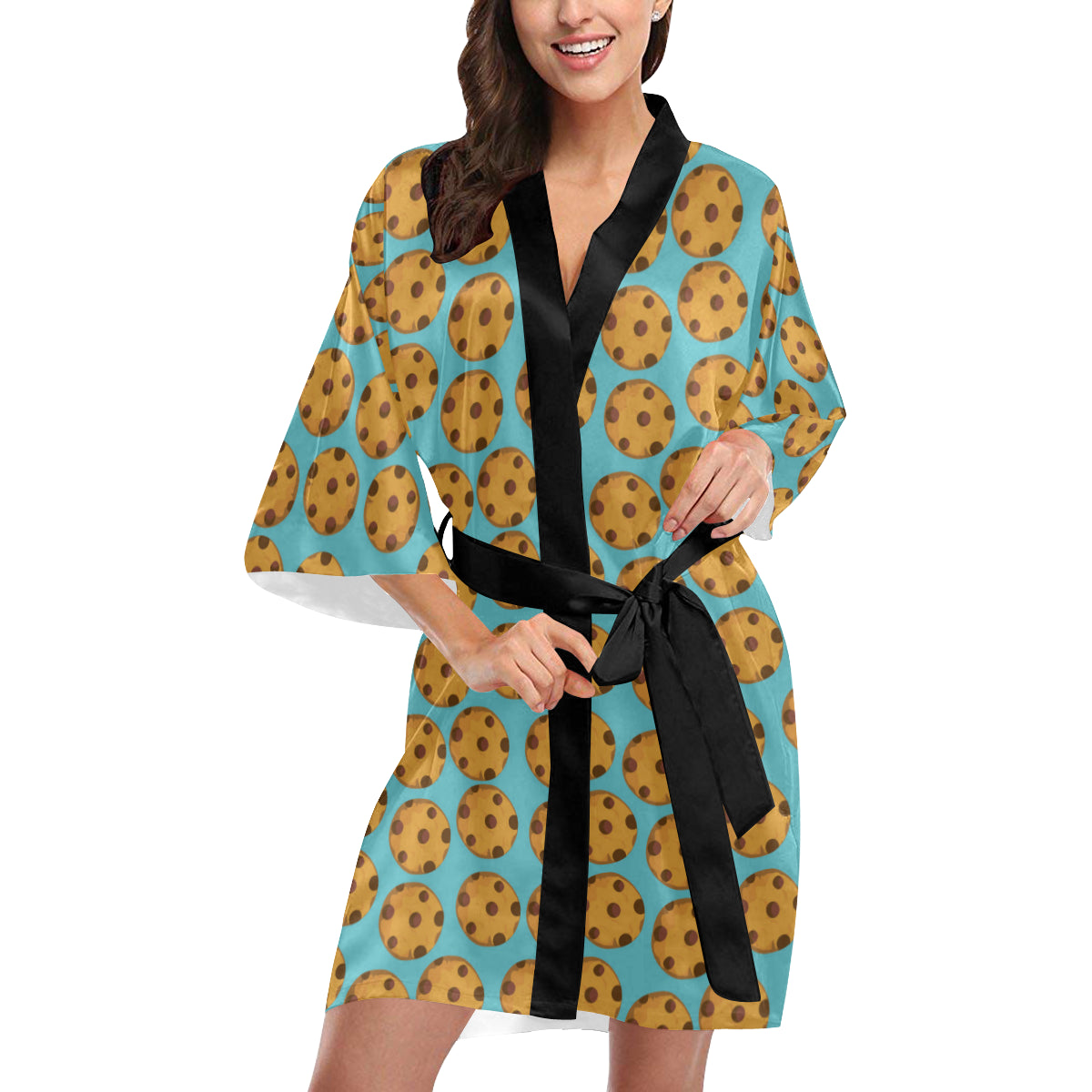 Cookie Pattern Print Design 01 Women's Short Kimono