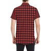 Red Black Buffalo Tartan Plaid Pattern Men's Short Sleeve Button Up Shirt