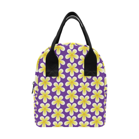 Yellow Plumeria Pattern Print Design PM05 Insulated Lunch Bag